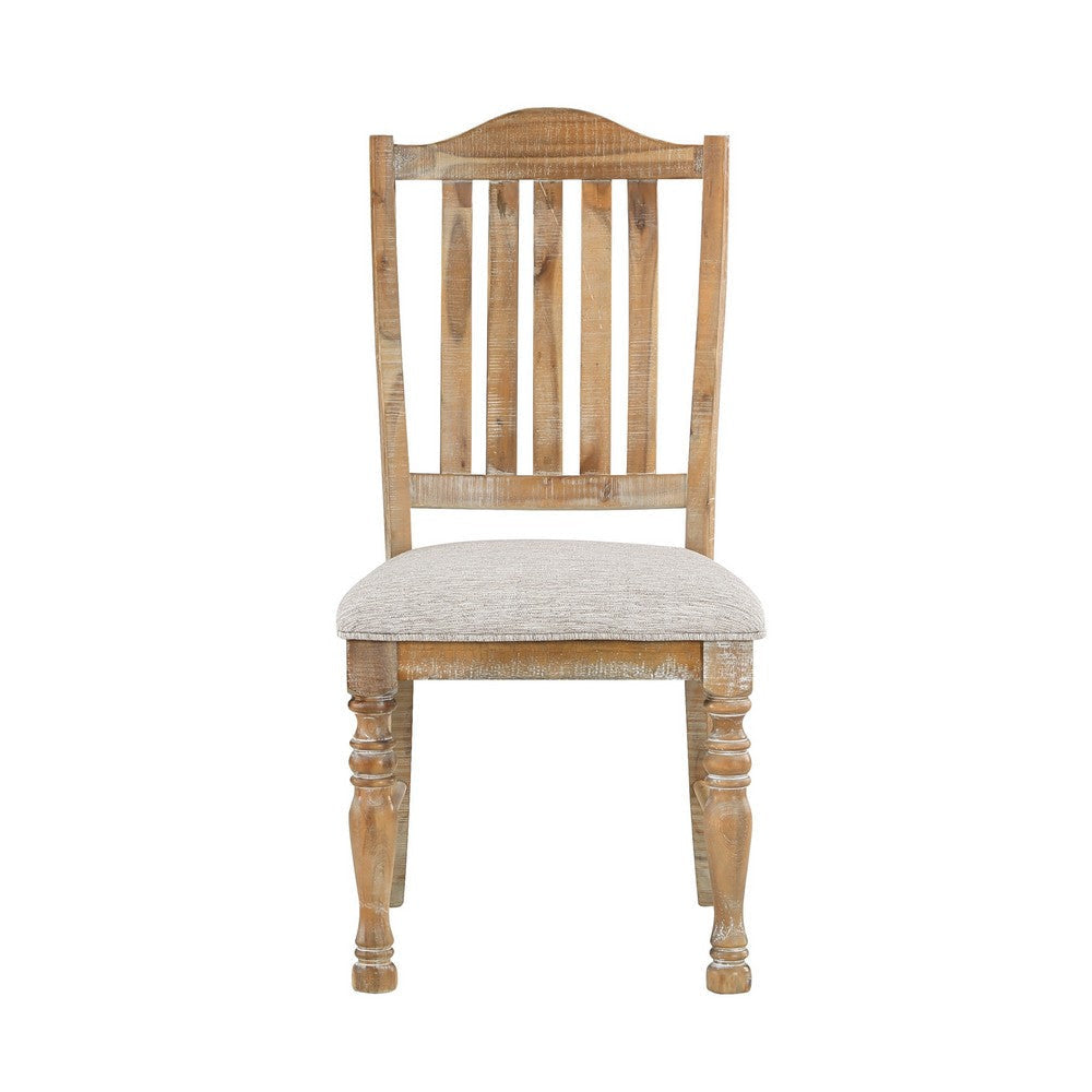 Tia 20 Inch Side Dining Chair Open Slatted Turned Feet Farmhouse Brown By Casagear Home BM316881