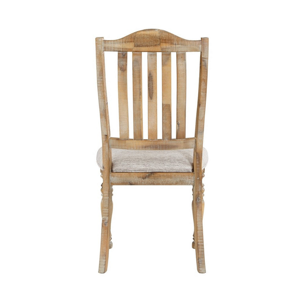 Tia 20 Inch Side Dining Chair Open Slatted Turned Feet Farmhouse Brown By Casagear Home BM316881