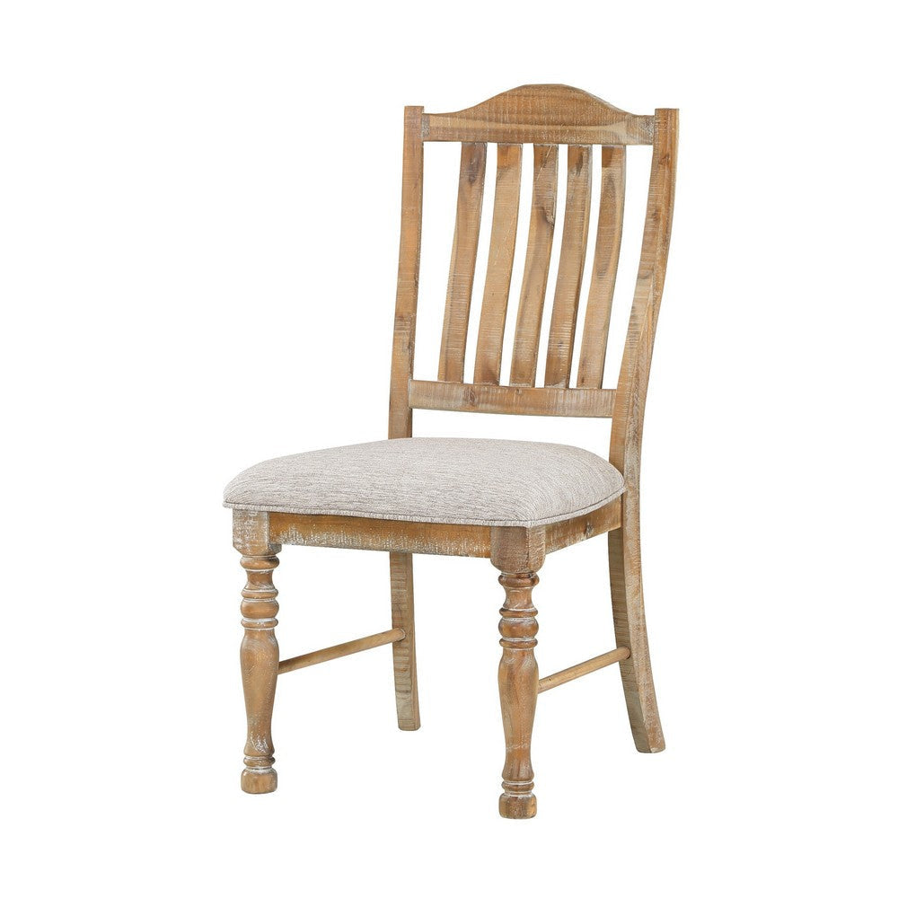 Tia 20 Inch Side Dining Chair Open Slatted Turned Feet Farmhouse Brown By Casagear Home BM316881