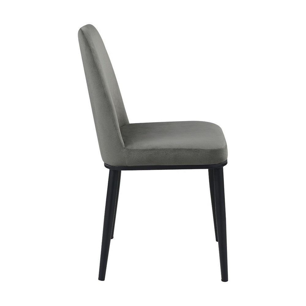 Lane 18 Inch Side Dining Chair Gray Velvet Upholstery Black Metal By Casagear Home BM316882