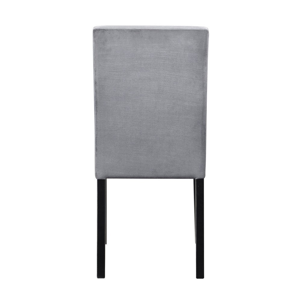 Andy 18 Inch Side Dining Chair Channel Tufted Gray Velvet Black Wood By Casagear Home BM316883