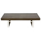 Ien 53 Inch Coffee Table, Rectangular Top, Metal Sled Legs, Espresso Brown By Casagear Home