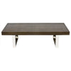 Ien 53 Inch Coffee Table, Rectangular Top, Metal Sled Legs, Espresso Brown By Casagear Home