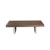 Ien 53 Inch Coffee Table Rectangular Top Metal Sled Legs Walnut Brown By Casagear Home BM316885