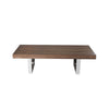 Ien 53 Inch Coffee Table, Rectangular Top, Metal Sled Legs, Walnut Brown By Casagear Home