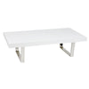 Ien 53 Inch Coffee Table Rectangular Top Metal Sled Legs White Chrome By Casagear Home BM316886