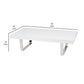 Ien 53 Inch Coffee Table Rectangular Top Metal Sled Legs White Chrome By Casagear Home BM316886