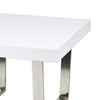 Ien 28 Inch Side End Table Square Top Metal Sled Legs White Chrome By Casagear Home BM316888