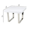 Ien 28 Inch Side End Table Square Top Metal Sled Legs White Chrome By Casagear Home BM316888