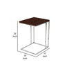 Zen 23 Inch Side Table Rectangular Tray Top C Shape Chrome Ebony Brown By Casagear Home BM316890