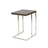 Zen 23 Inch Side Table Espresso Brown Rectangular Tray Top C Shape Chrome By Casagear Home BM316891