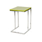 Zen 23 Inch Side Table Rectangular Tray Top C Shape Chrome Frame Green By Casagear Home BM316892