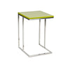 Zen 23 Inch Side Table, Rectangular Tray Top, C Shape Chrome Frame, Green By Casagear Home