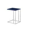 Zen 23 Inch Side Table Rectangular Tray Top C Shape Chrome Navy Blue By Casagear Home BM316893