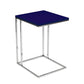 Zen 23 Inch Side Table Rectangular Tray Top C Shape Chrome Navy Blue By Casagear Home BM316893