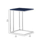 Zen 23 Inch Side Table Rectangular Tray Top C Shape Chrome Navy Blue By Casagear Home BM316893