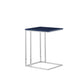 Zen 23 Inch Side Table, Rectangular Tray Top, C Shape Chrome, Navy Blue By Casagear Home