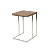 Zen 23 Inch Side Table Rectangular Tray Top C Shape Chrome Walnut Brown By Casagear Home BM316895