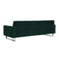 Loe 89 Inch Sofa Modern Tufted Seat Steel Legs Emerald Green Fabric By Casagear Home BM316899