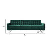 Loe 89 Inch Sofa Modern Tufted Seat Steel Legs Emerald Green Fabric By Casagear Home BM316899