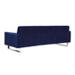 Loe 89 Inch Sofa Modern Tufted Seat Steel Legs Rich Navy Blue Fabric By Casagear Home BM316900