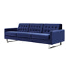 Loe 89 Inch Sofa Modern Tufted Seat Steel Legs Rich Navy Blue Fabric By Casagear Home BM316900