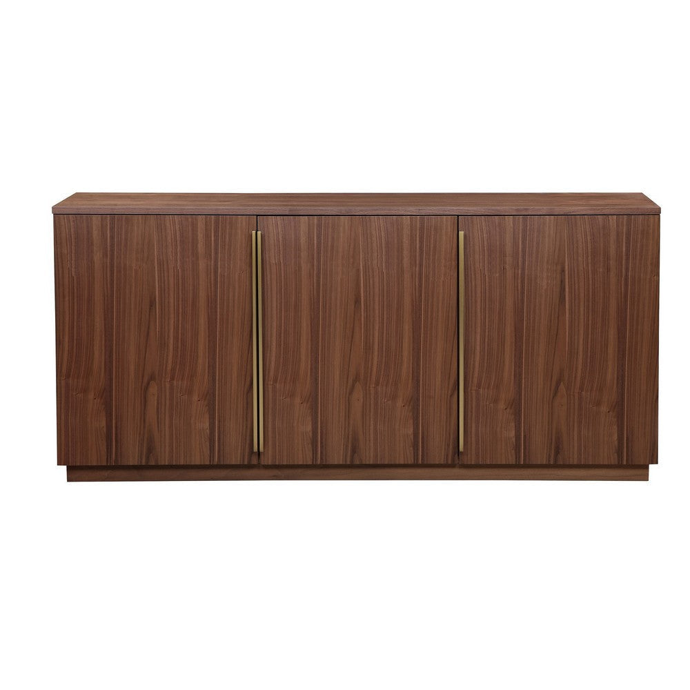 Tommy 63 Inch Sideboard Buffet, 3 Door Storage, Shelves, Walnut Brown Wood By Casagear Home