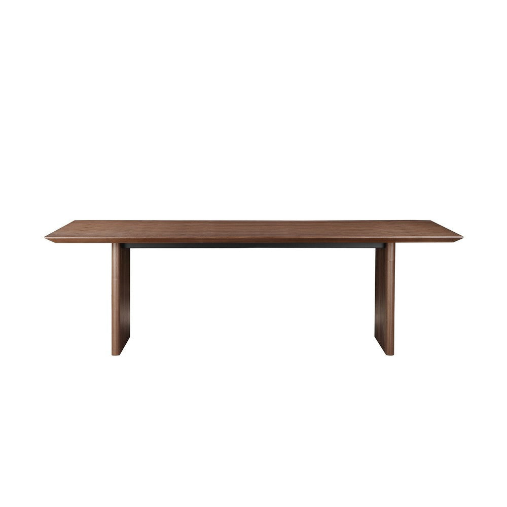 Tommy 94 Inch Dining Table Rectangular Top Wide Panel Legs Walnut Brown By Casagear Home BM316906