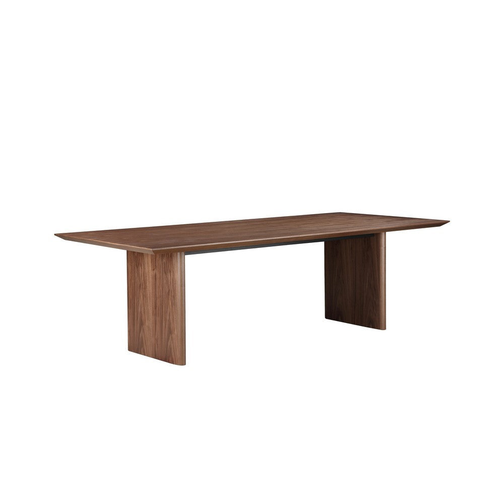 Tommy 94 Inch Dining Table, Rectangular Top, Wide Panel Legs, Walnut Brown By Casagear Home