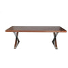 Rix 87 Inch Dining Table X Chrome Legs Walnut Brown Rectangular Wood Top By Casagear Home BM316907