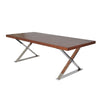 Rix 87 Inch Dining Table X Chrome Legs Walnut Brown Rectangular Wood Top By Casagear Home BM316907