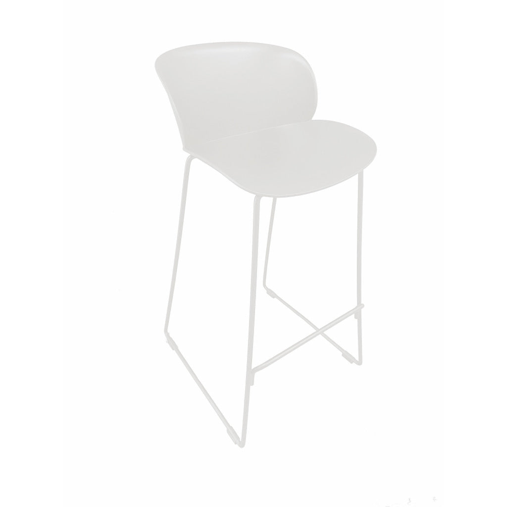 Sia 30 Inch Barstool Chair Set of 2 Curved Back Square White Metal Legs By Casagear Home BM316908