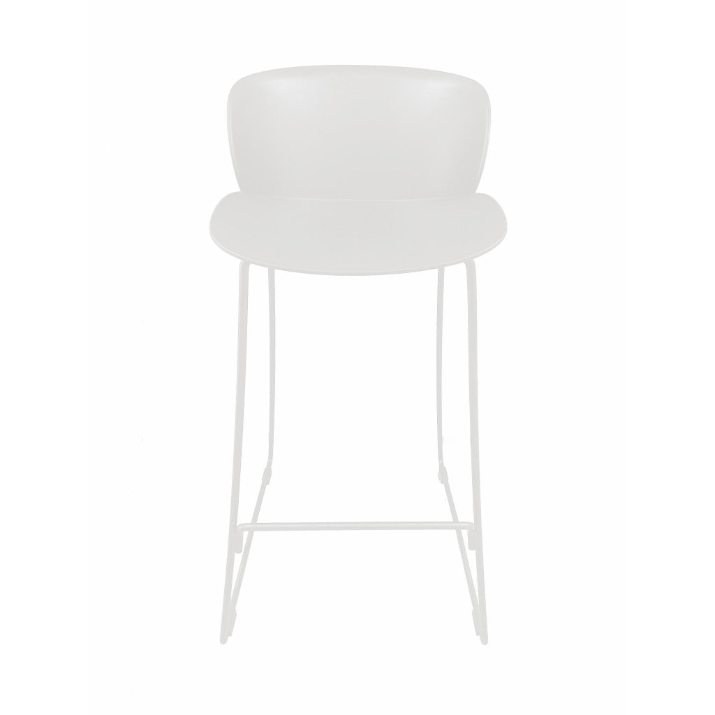 Sia 30 Inch Barstool Chair Set of 2 Curved Back Square White Metal Legs By Casagear Home BM316908