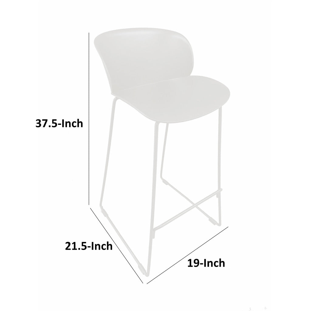 Sia 30 Inch Barstool Chair Set of 2 Curved Back Square White Metal Legs By Casagear Home BM316908