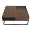 Rina 35 Inch Coffee Table Removable Square Wood Tray Storage Steel Base By Casagear Home BM316911