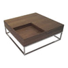 Rina 35 Inch Coffee Table Removable Square Wood Tray Storage Steel Base By Casagear Home BM316911