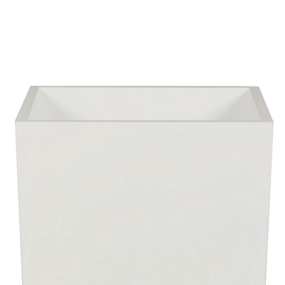 Zeny 32 Inch Tall Planter Vase with Hidden Insert Tapered Barrel White By Casagear Home BM316915