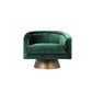 Rxa 33 Inch Swivel Lounge Chair Barrel Back Padded Green Velvet Upholstery By Casagear Home BM316922