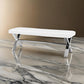 Tia 55 Inch Accent Bench Tufted White Faux Leather X Chrome Steel Legs By Casagear Home BM316927