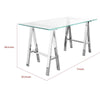 Ayd 71 Inch Office Desk Clear Tempered Glass Top Angled Chrome Steel Base By Casagear Home BM316932