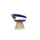 Mimi 27 Inch Accent Armchair Navy Blue Velvet Gold Steel Peacock Base By Casagear Home BM316936