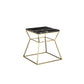 Lio 18 Inch Side End Table Black Marble Top Gold Open Hourglass Frame By Casagear Home BM316937