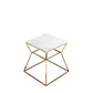 Lio 18 Inch Side End Table White Marble Top Gold Open Hourglass Frame By Casagear Home BM316938