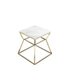 Lio 18 Inch Side End Table White Marble Top Gold Open Hourglass Frame By Casagear Home BM316938