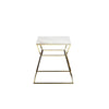 Lio 18 Inch Side End Table White Marble Top Gold Open Hourglass Frame By Casagear Home BM316938