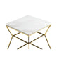 Lio 18 Inch Side End Table White Marble Top Gold Open Hourglass Frame By Casagear Home BM316938