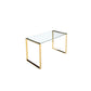 47 Inch Modern Office Desk Clear Tempered Glass Gold Sled Steel Frame By Casagear Home BM316939