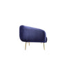 Lida 74 Inch Sofa Curved Modern Channel Tufting Blue Velvet Gold Metal By Casagear Home BM316940