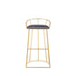 Cato 31 Inch Barstool Chair Foam Gray Velvet Gold Steel Open Frame By Casagear Home BM316944