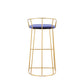 Cato 31 Inch Barstool Chair Foam Navy Blue Velvet Gold Steel Open Frame By Casagear Home BM316946